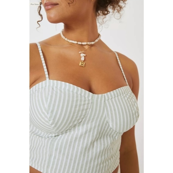 Nwt Anthropologie Pilcro Bustier Coastal Striped Top Size Large - Picture 2 of 8